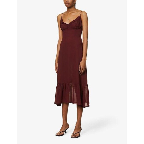NEW Reformation Embry Dress Plum 10 - Picture 4 of 17